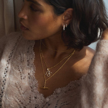 Pearl Initial Charm Pendant 18ct Gold Plate