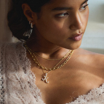 Pearl Initial Charm Pendant 18ct Gold Plate