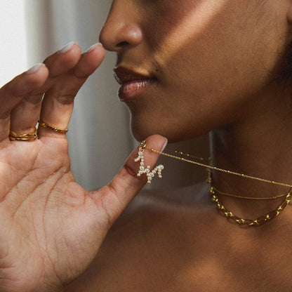 Pearl Initial Charm Necklace 18ct Gold Plate