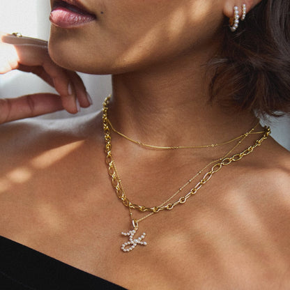 Pearl Initial Charm Pendant 18ct Gold Plate