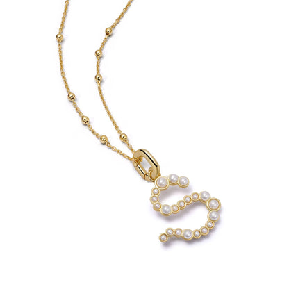 Pearl Initial Charm Necklace 18ct Gold Plate
