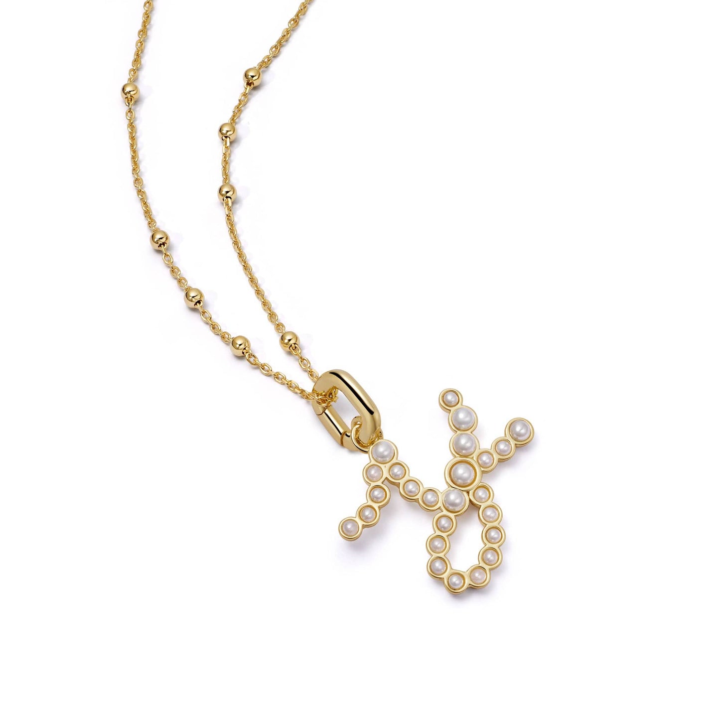 Pearl Initial Charm Necklace 18ct Gold Plate