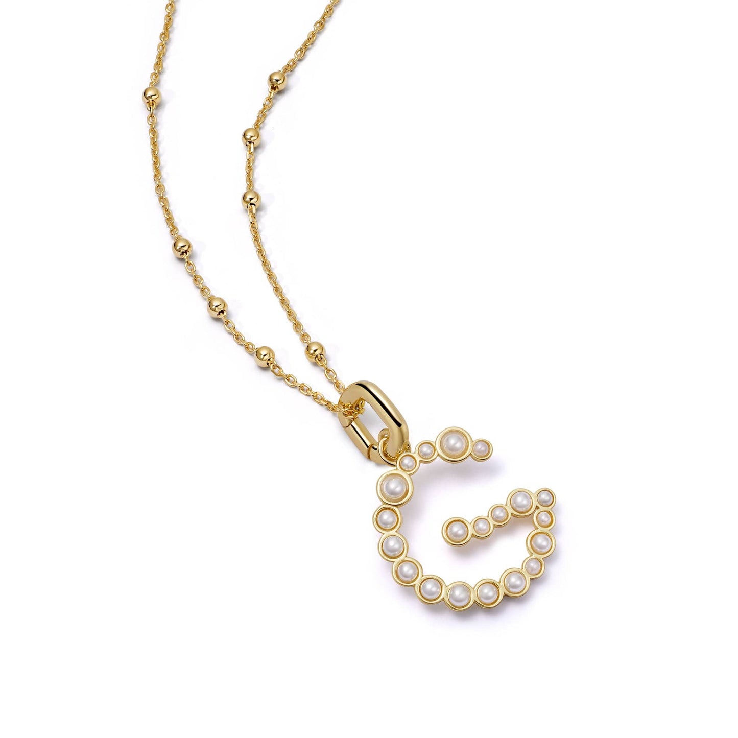 Pearl Initial Charm Necklace 18ct Gold Plate