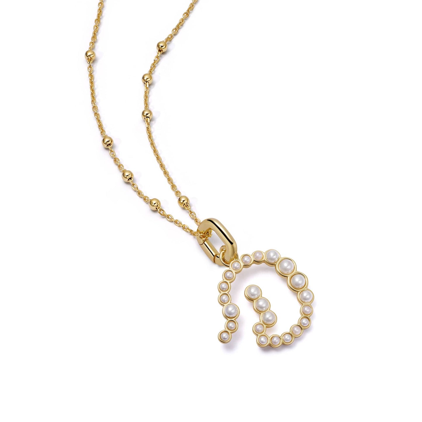 Pearl Initial Charm Necklace 18ct Gold Plate