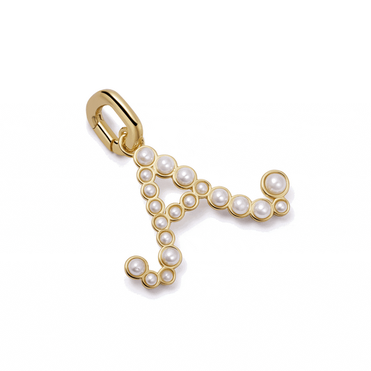 Pearl Initial Charm Pendant 18ct Gold Plate