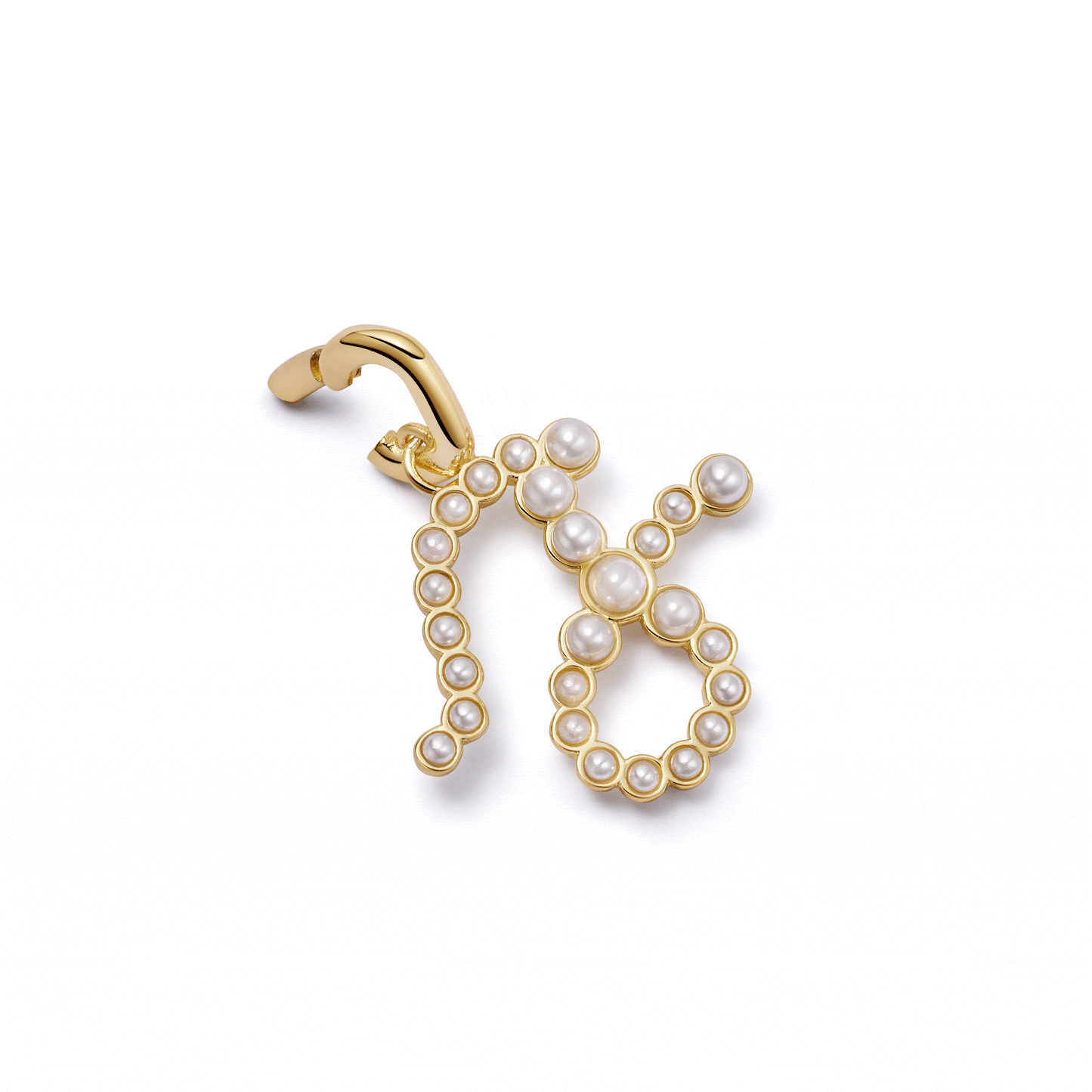 Pearl Initial Charm Pendant 18ct Gold Plate