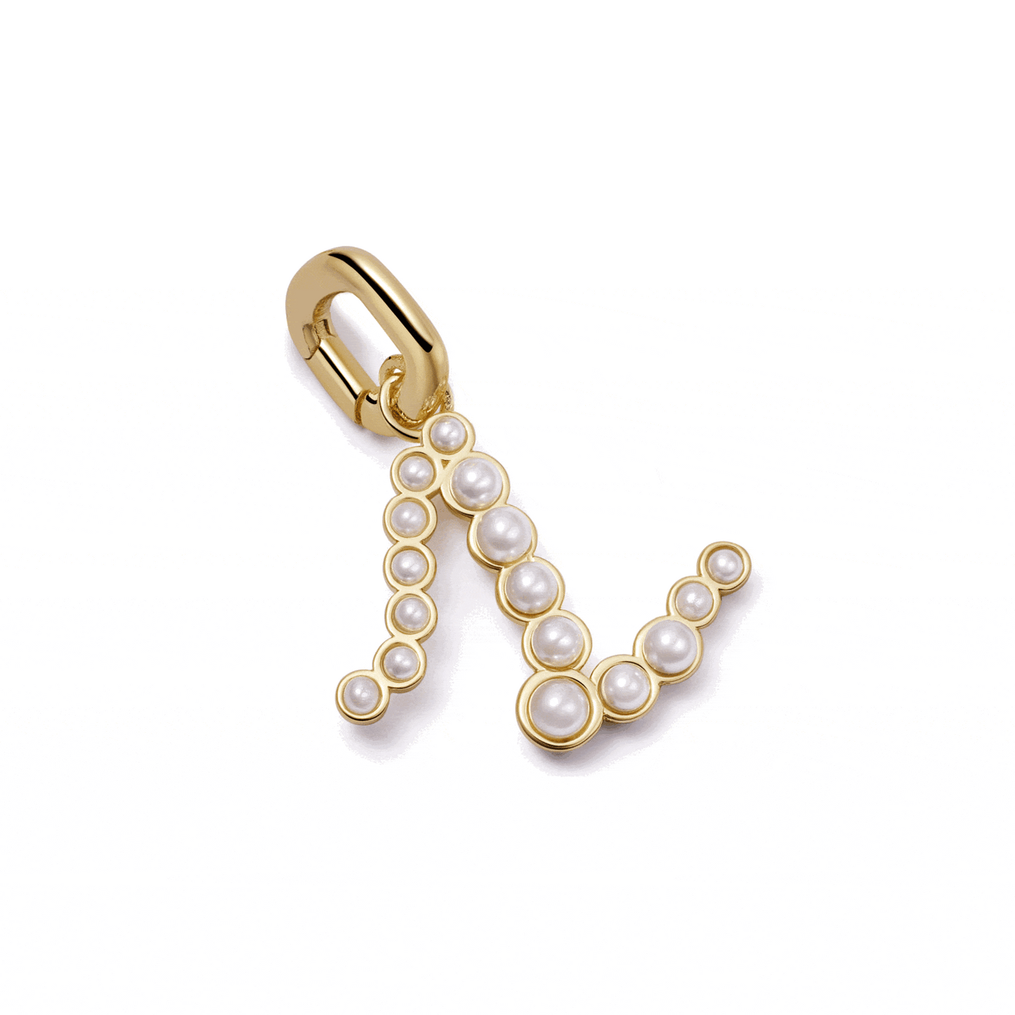 Pearl Initial Charm Pendant 18ct Gold Plate