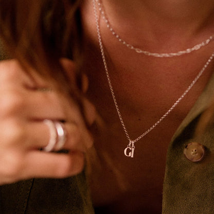 Personalised Initial Charm Pendant Sterling Silver