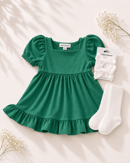 Phoebe Ruffle Dress - Christmas Green