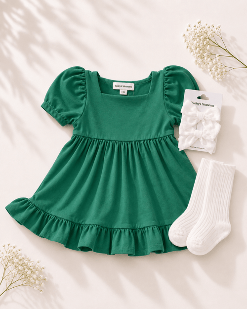 Phoebe Ruffle Dress - Christmas Green