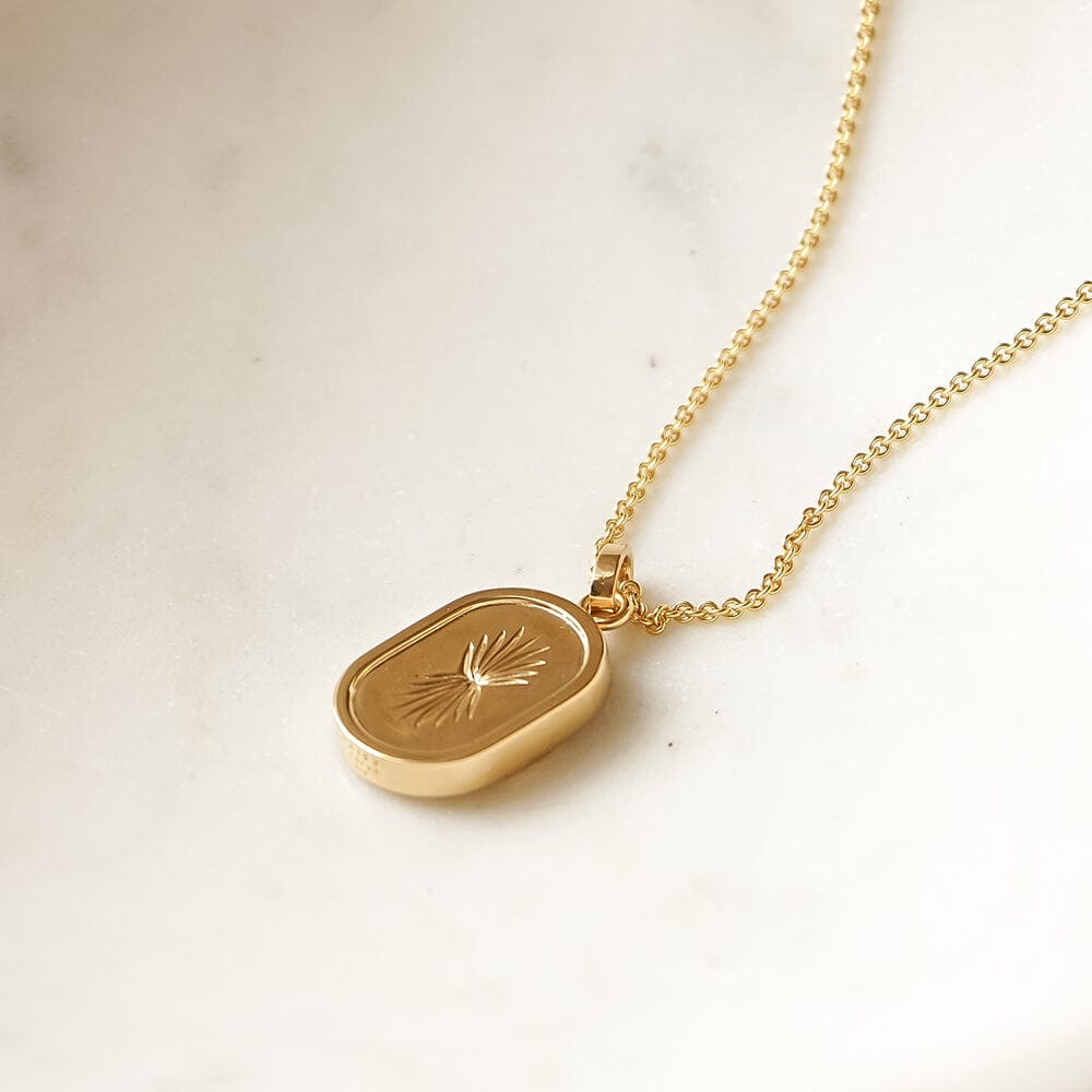 Palm Engraved Oval Locket 18ct Gold Plate