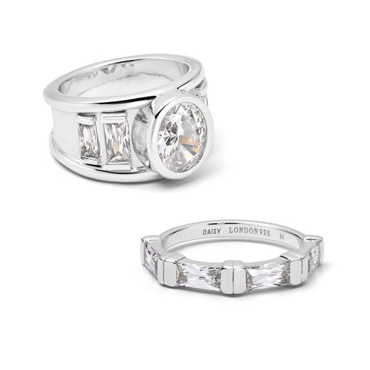 Polly Crystal Ring Stack Sterling Silver