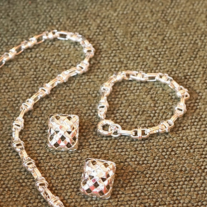 Polly Lock Chain Bracelet Silver Plate
