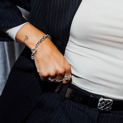 Polly Lock Chain Layering Set Silver Plate