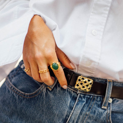 Polly Chunky Gemstone Ring 18ct Gold Plate