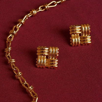 Polly Lattice Stud Earrings 18ct Gold Plate