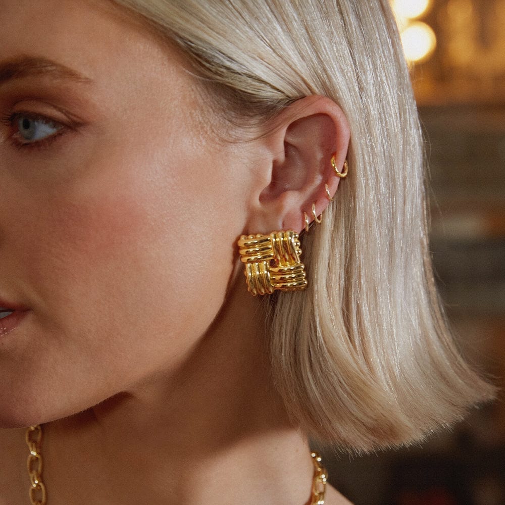 Polly Lattice Stud Earrings 18ct Gold Plate