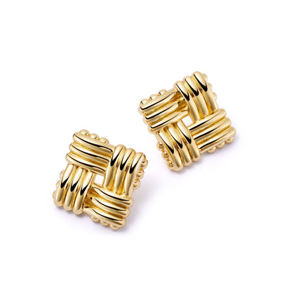 Polly Lattice Stud Earrings 18ct Gold Plate