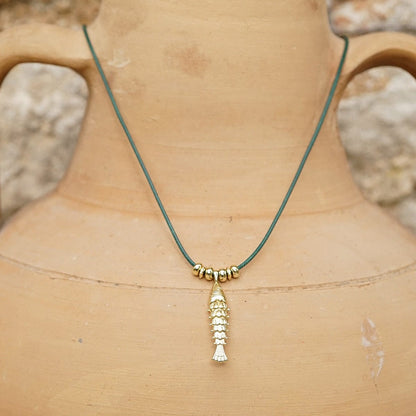 Polly Tidal Fish Cord Necklace 18ct Gold Plate