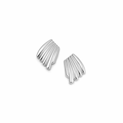 Polly Wave Stud Earrings Silver Plate