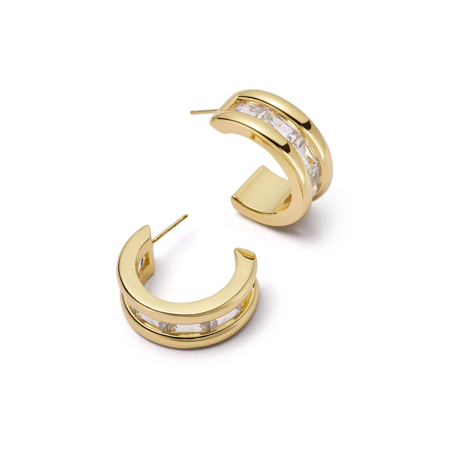 Polly Crystal Hoop Earrings 18ct Gold Plate