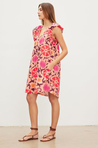 JENNA PRINTED SILK COTTON VOILE DRESS