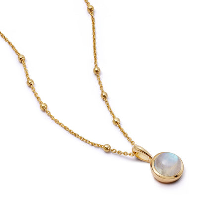 Rainbow Moonstone Healing Stone Necklace 18ct Gold Plate