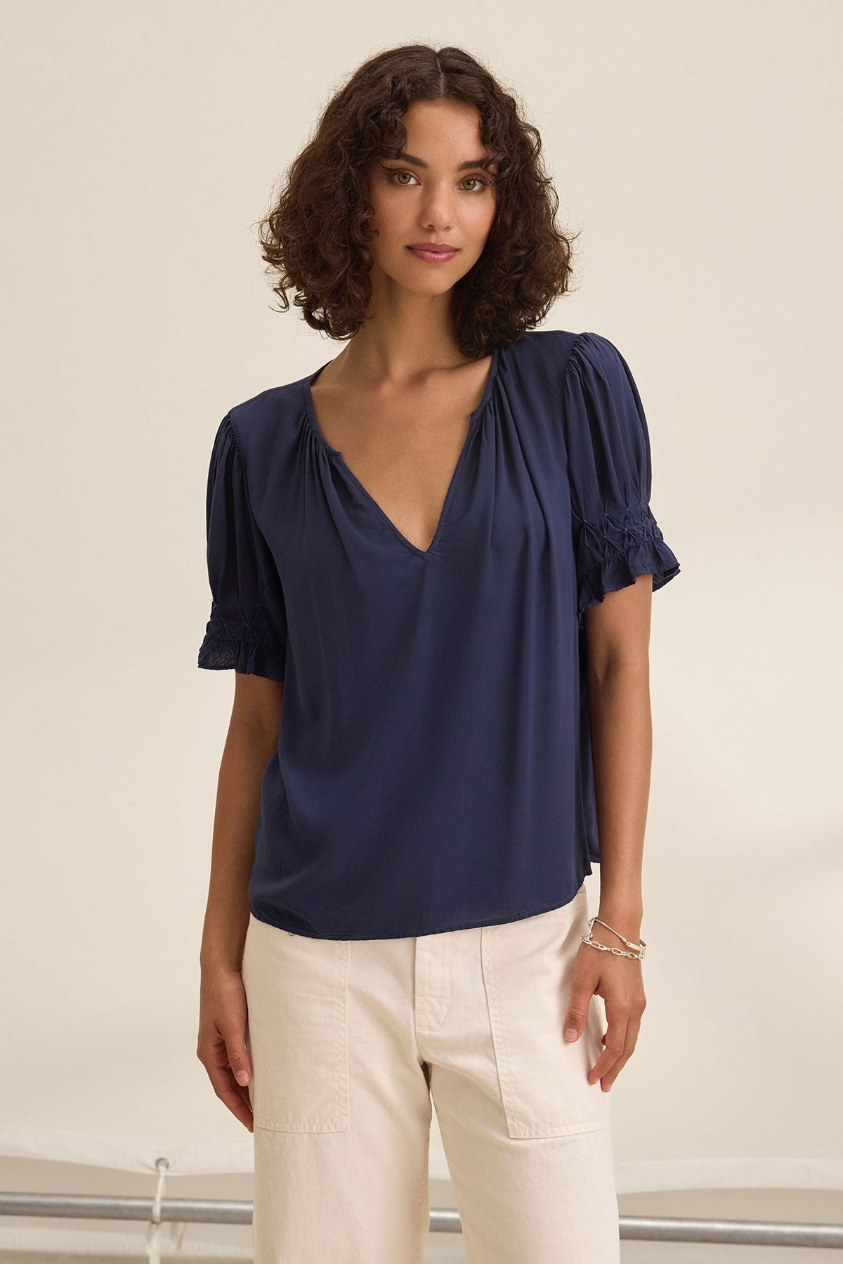 CALISSA SPLIT NECK BLOUSE