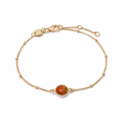 Red Coral Healing Stone Bobble Bracelet 18ct Gold Plate