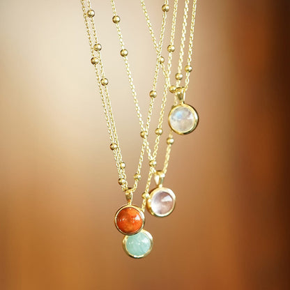 Red Coral Healing Stone Necklace 18ct Gold Plate