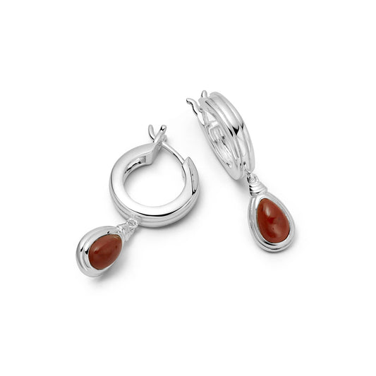 Red Jasper Pear Drop Earrings Sterling Silver