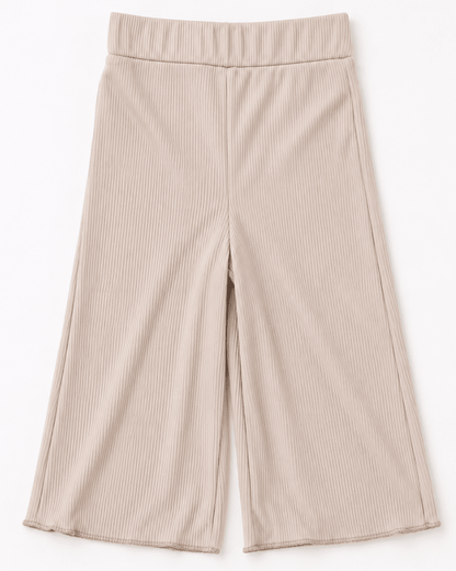 Rhea Ribbed Wide Leg Pants - Irish Cream