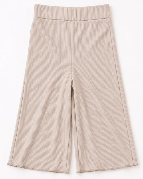 Rhea Ribbed Wide Leg Pants - Irish Cream
