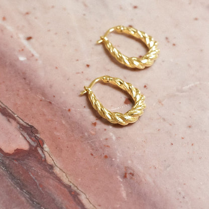Rope Creole Hoop Earrings 18ct Gold Plate