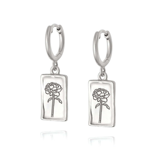 Rose Drop Earrings Sterling Silver