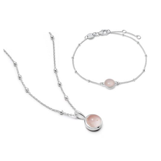 Rose Quartz Layering Set Sterling Silver