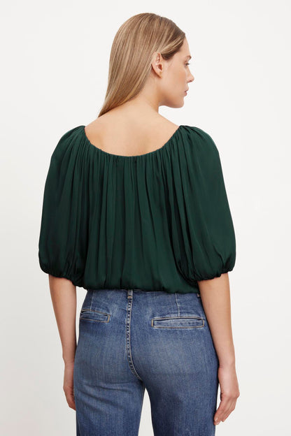 TAMI SATIN PUFF SLEEVE TOP