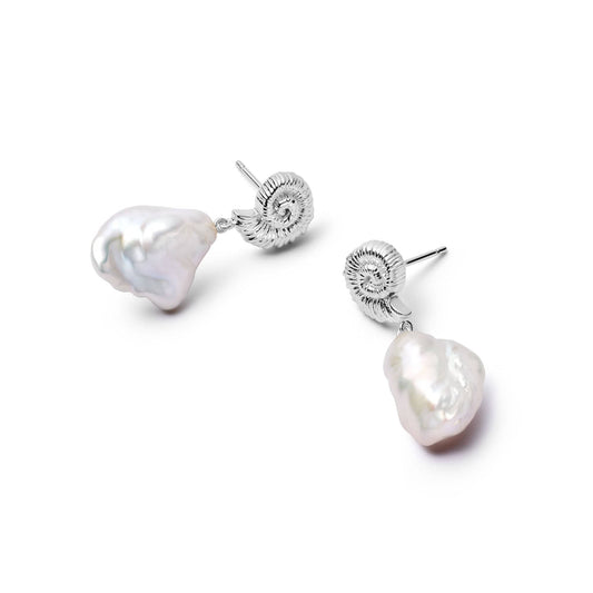 Shell Baroque Pearl Drop Earrings Sterling Silver