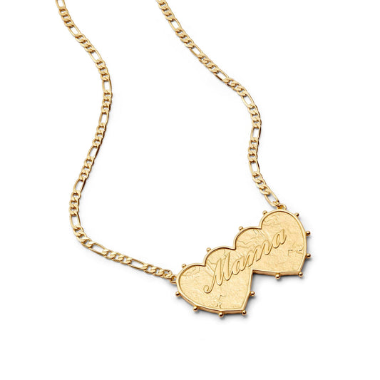 Shrimps Double Heart Necklace 18ct Gold Plate