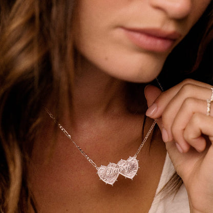 Shrimps 'Daisy' Double Heart Necklace Silver Plate