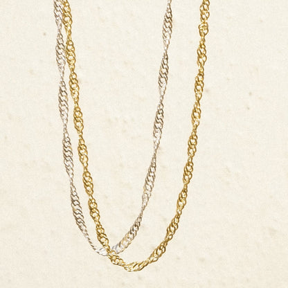 Thick Singapore Layering Chain Necklace 18ct Gold Plate