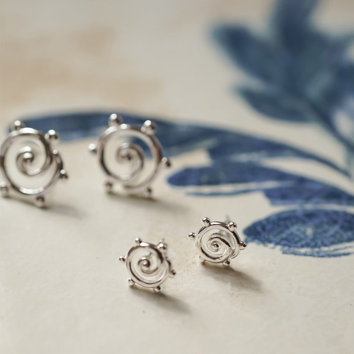 Spiral Sun Maxi Stud Earrings Sterling Silver