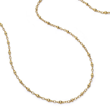 Square Bead Chain Necklace 18ct Gold Plate