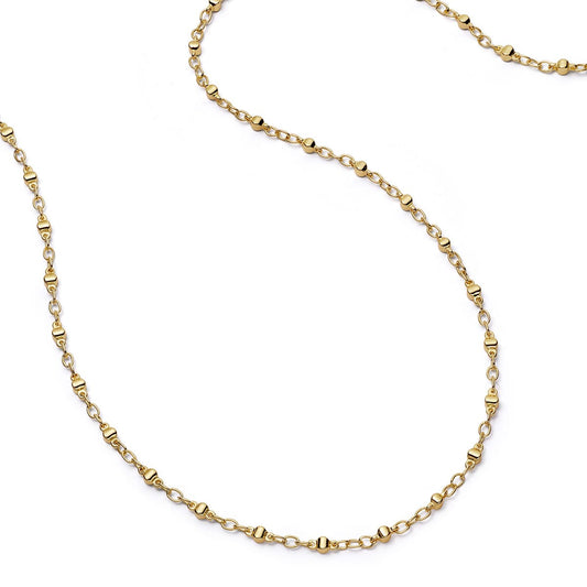 Square Bead Chain Necklace 18ct Gold Plate