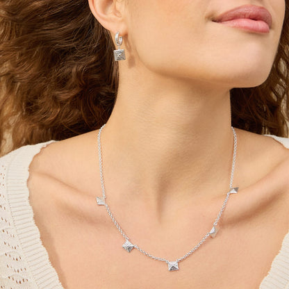 Strata Station Necklace Silver Plate