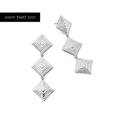 Strata Triple Drop Earrings Silver Plate