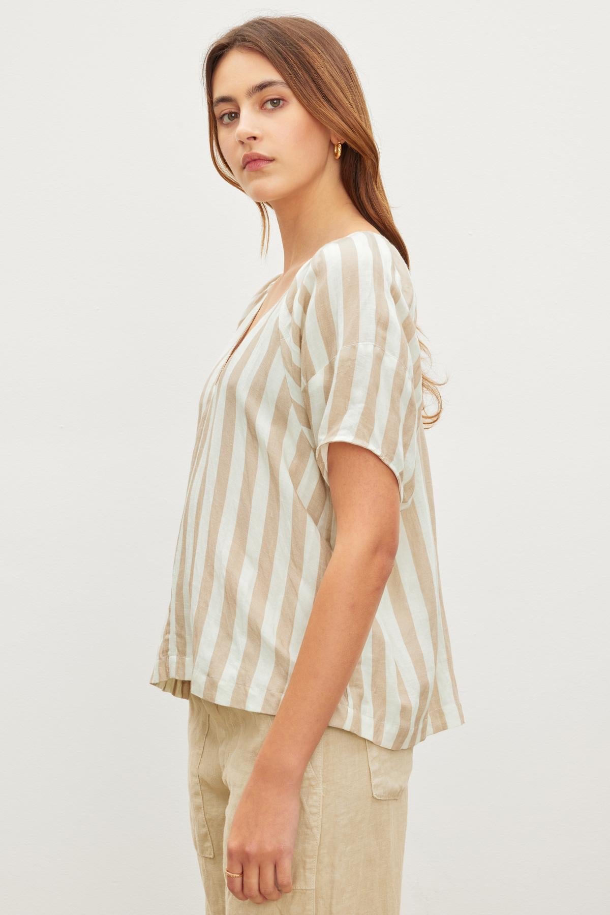 KATY STRIPED LINEN TOP