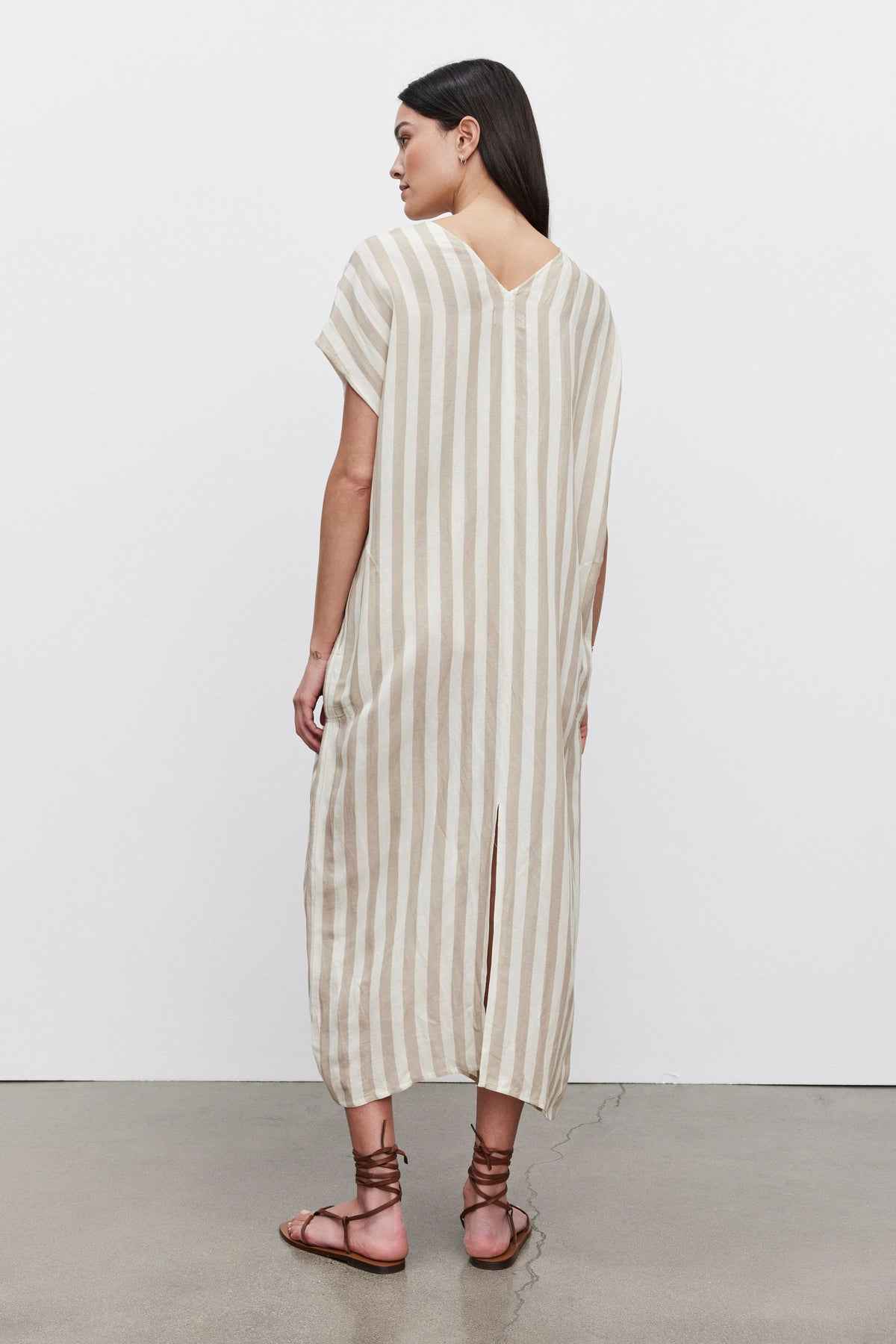 MILLA STRIPED LINEN KAFTAN DRESS