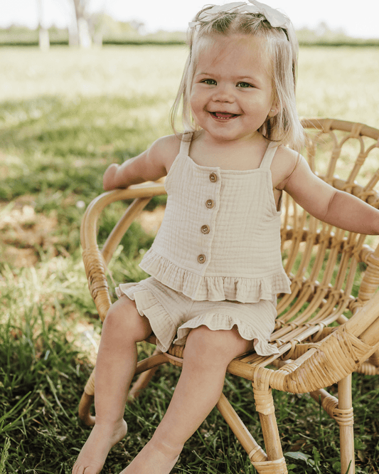 Tate Button Front Two-Piece Set - Toasted Oat