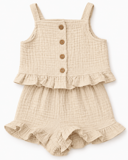 Tate Button Front Two-Piece Set - Toasted Oat